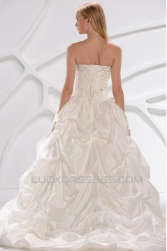 A-Line Sweetheart Beaded Lace Court Train Wedding Dresses 2031450