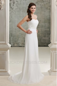 Sheath/Column Strapless Court Train Wedding Dresses 2031457