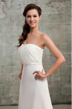 Sheath/Column Strapless Court Train Wedding Dresses 2031457