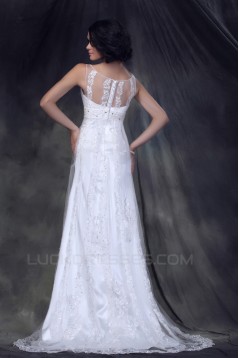 Sheath/Column Sweep Train Beaded Lace Wedding Dresses 2031471