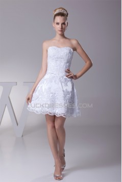 A-Line Short/Mini Strapless Beaded Applique Reception Wedding Dresses 2031472