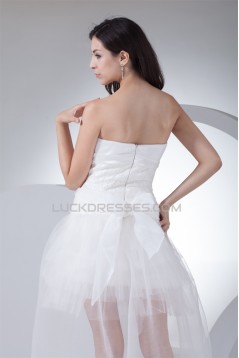 Asymmetrical Sleeveless A-Line Strapless Lace Tulle Reception Wedding Dresses 2031479