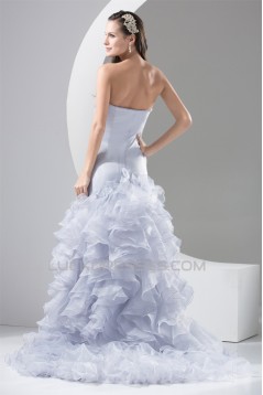 fashionable Organza Silk like Satin Strapless Princess Wedding Dresses 2030148