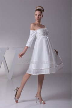 Beautiful Taffeta Square A-Line Half Elbow Sleeve Wedding Dresses Maternity Wedding Dresses 2031482
