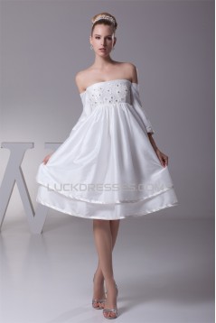 Beautiful Taffeta Square A-Line Half Elbow Sleeve Wedding Dresses Maternity Wedding Dresses 2031482