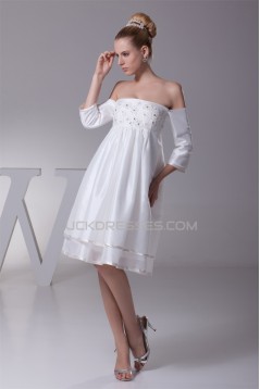 Beautiful Taffeta Square A-Line Half Elbow Sleeve Wedding Dresses Maternity Wedding Dresses 2031482