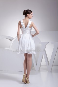 Chiffon Silk like Satin A-Line V-Neck Sleeveless Wedding Dresses 2031484
