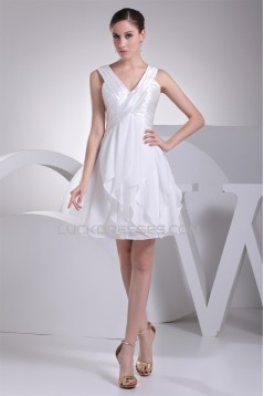 Chiffon Silk like Satin A-Line V-Neck Sleeveless Wedding Dresses 2031484