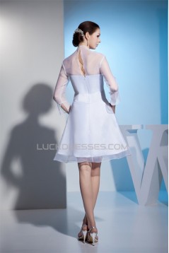 Long Sleeve A-Line Satin Organza Square Wedding Dresses 2031488