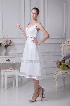 Great Satin Fine Netting Sleeveless V-Neck A-Line Beaded Reception Wedding Dresses 2031490