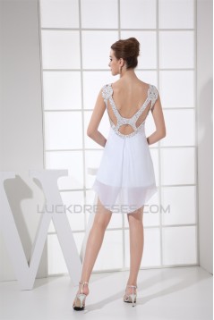 Sheath/Column Sleeveless Beaded Chiffon Short Wedding Dresses 2031505
