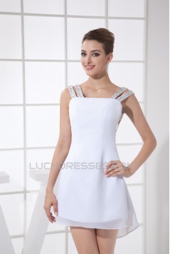 Sheath/Column Sleeveless Beaded Chiffon Short Wedding Dresses 2031505