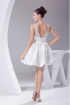 A-Line V-Neck Sleeveless Beaded Short Reception Wedding Dresses 2031516