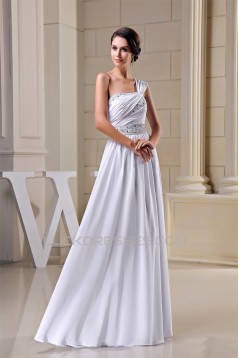 Floor-Length One-Shoulder Beading Sleeveless Wedding Dresses 2030152