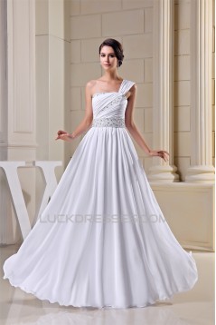 Floor-Length One-Shoulder Beading Sleeveless Wedding Dresses 2030152