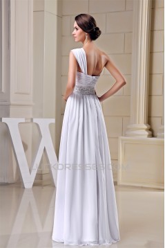 Floor-Length One-Shoulder Beading Sleeveless Wedding Dresses 2030152