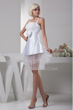 A-Line Halter Sleeveless Short Reception Wedding Dresses 2031520