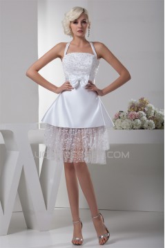 A-Line Halter Sleeveless Short Reception Wedding Dresses 2031520