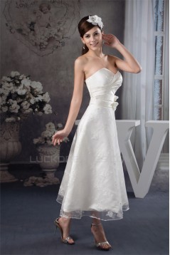 Attractive Sweetheart Sleeveless A-Line Tea Length Lace Little White Dresses 2031522