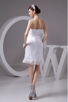Satin Lace Fine Netting Sleeveless Sheath/Column Short Wedding Dresses 2031528