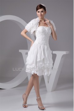 A-Line Strapless Chiffon Lace Beautiful Wedding Dresses with Jacket 2031530