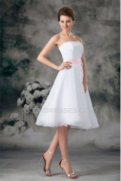 A-Line Sleeveless Strapless Satin Organza Wedding Dresses 2031541