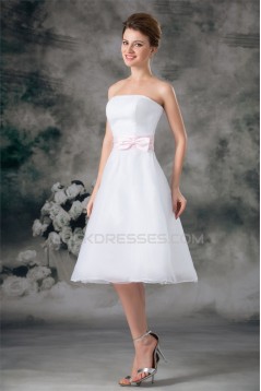 A-Line Sleeveless Strapless Satin Organza Wedding Dresses 2031541