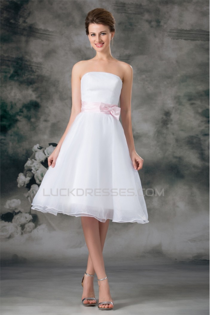 A-Line Sleeveless Strapless Satin Organza Wedding Dresses 2031541