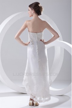 Satin Lace A-Line Soft Sweetheart Reception High Low Wedding Dresses 2031544