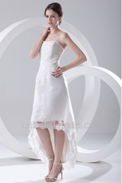 Satin Lace A-Line Soft Sweetheart Reception High Low Wedding Dresses 2031544