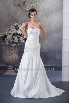 Great A-Line Satin Sleeveless Sweetheart Best Wedding Dresses 2030158