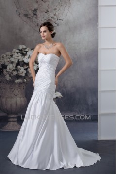 Great A-Line Satin Sleeveless Sweetheart Best Wedding Dresses 2030158