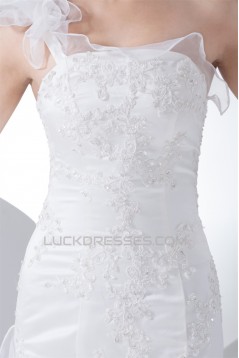 Mermaid/Trumpet Sleeveless One-Shoulder Beaded Lace Wedding Dresses 2030161