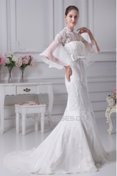 High-Neck Mermaid/Trumpet Half Elbow Sleeve Most Beautiful Wedding Dresses 2030174