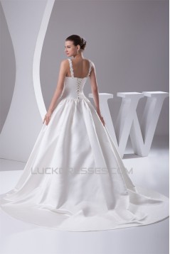 Hot Sale Sleeveless Satin Ball Gown V-Neck Beaded Wedding Dresses 2030179
