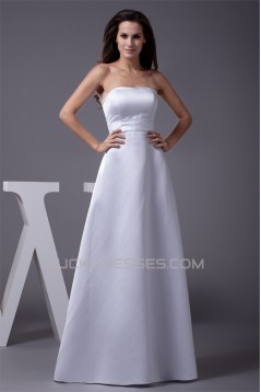 A-Line Strapless Lace Satin Wedding Dresses 2030187