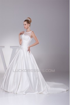 Ball Gown Satin Lace Sleeveless Strapless Wedding Dresses 2030195