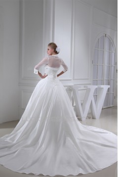 Ball Gown Long Sleeve High-Neck Chapel Train Wedding Dresses 2030200