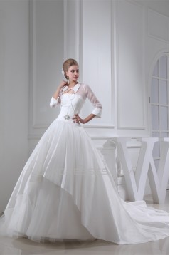 Ball Gown Long Sleeve High-Neck Chapel Train Wedding Dresses 2030200