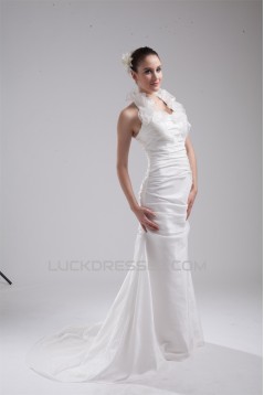 Mermaid/Trumpet Halter Taffeta Wedding Dresses 2030202