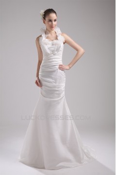 Mermaid/Trumpet Halter Taffeta Wedding Dresses 2030202