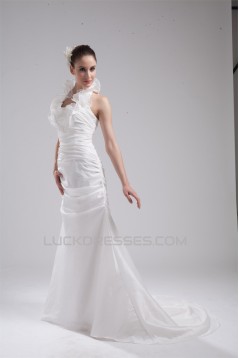 Mermaid/Trumpet Halter Taffeta Wedding Dresses 2030202