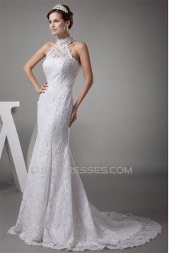Mermaid/Trumpet Satin Beaded Lace Fine Netting Wedding Dresses 2030203