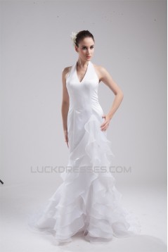 Mermaid/Trumpet Sleeveless Halter Satin Organza Wedding Dresses 2030207