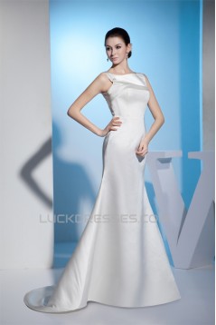 Mermaid/Trumpet Sleeveless Satin Straps Wedding Dresses 2030209
