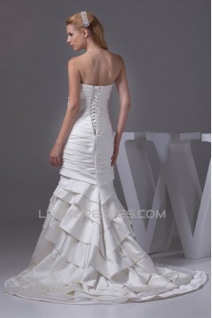 Mermaid/Trumpet Strapless Satin Sleeveless Wedding Dresses 2030213