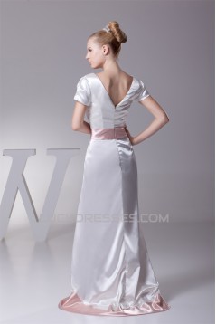 Sheath/Column V-Neck Short Sleeve Sweet Wedding Dresses 2030219
