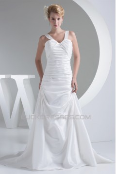 A-Line V-Neck Beaded Taffeta Sleeveless New Arrival Wedding Dresses 2030220