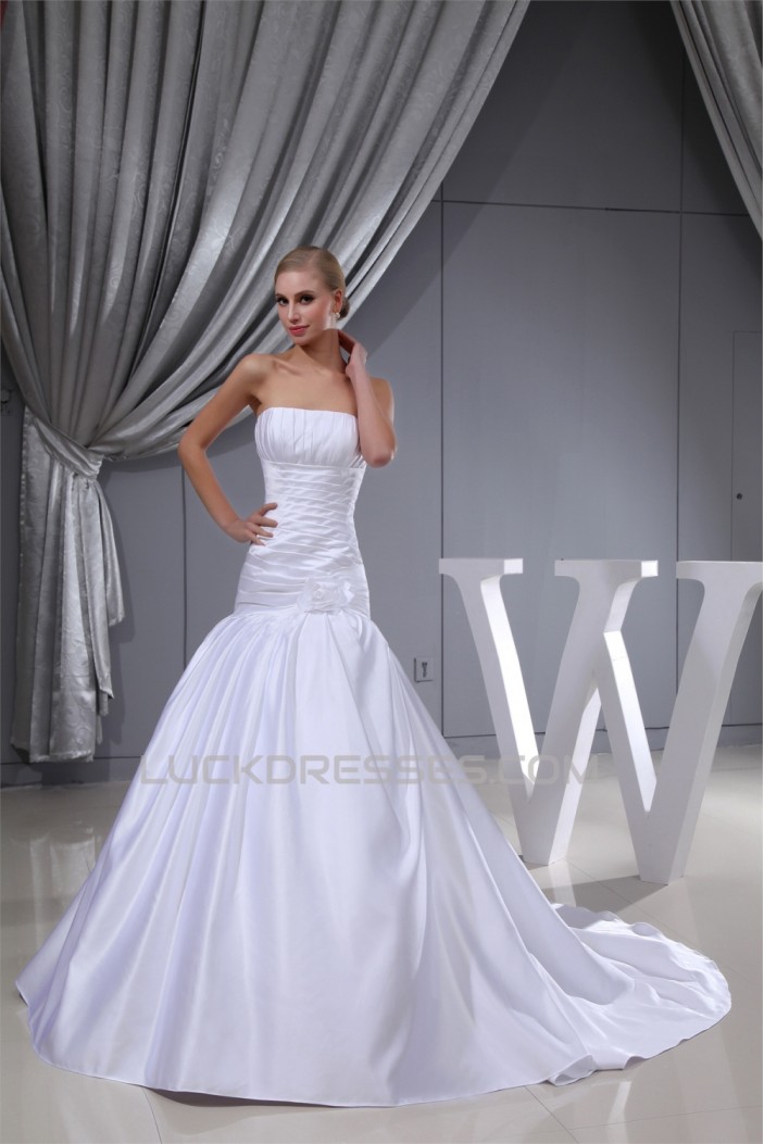 A-Line Sleeveless Square Satin Wedding Dresses 2030221