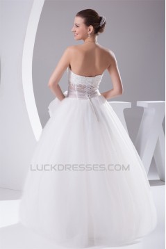Ball Beaded Lace Strapless Satin Fine Netting Wedding Dresses 2030223